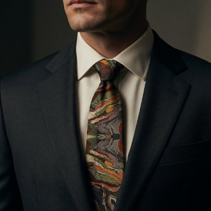 Abstract Earth Tone Swirl Pattern Tie