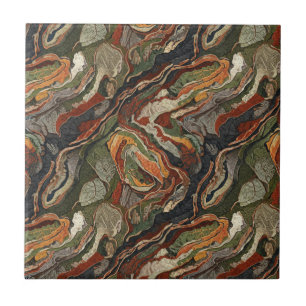 Abstract Earth Tone Swirl Pattern Tile