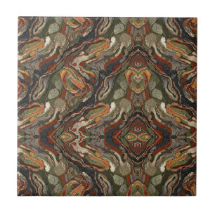 Abstract Earth Tone Swirl Pattern Tile