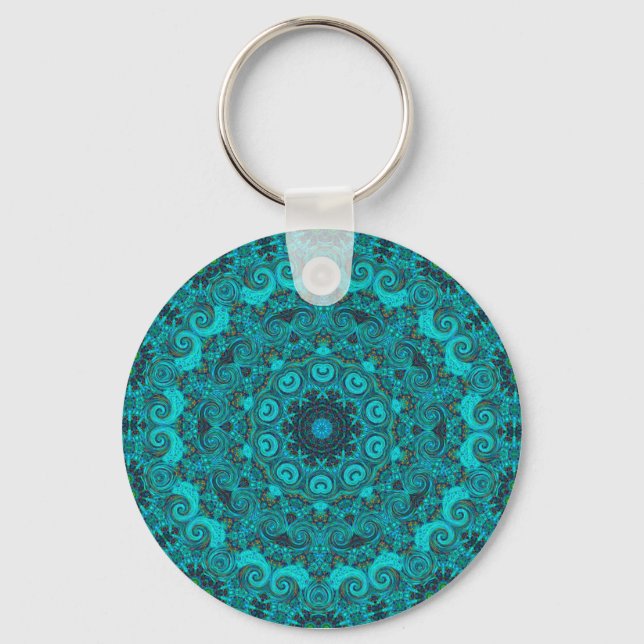 Abstract earth turquoise keychain (Front)