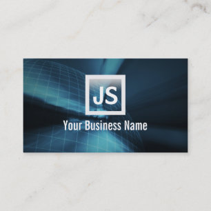 Abstract Earth Wireframe Blue Dark Business Card