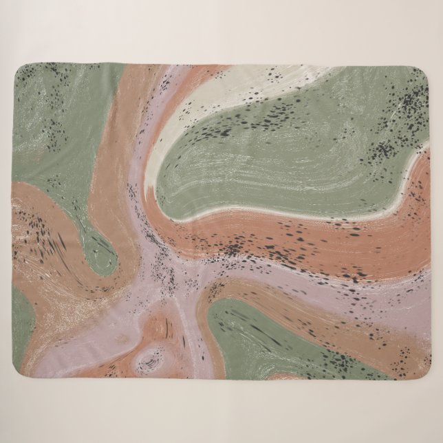 Abstract Earthly Colour Liquid Design Sherpa Blanket (Front (Horizontal))