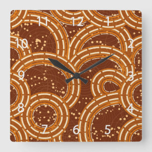 Abstract Earthtoned Swirls Square Wall Clock