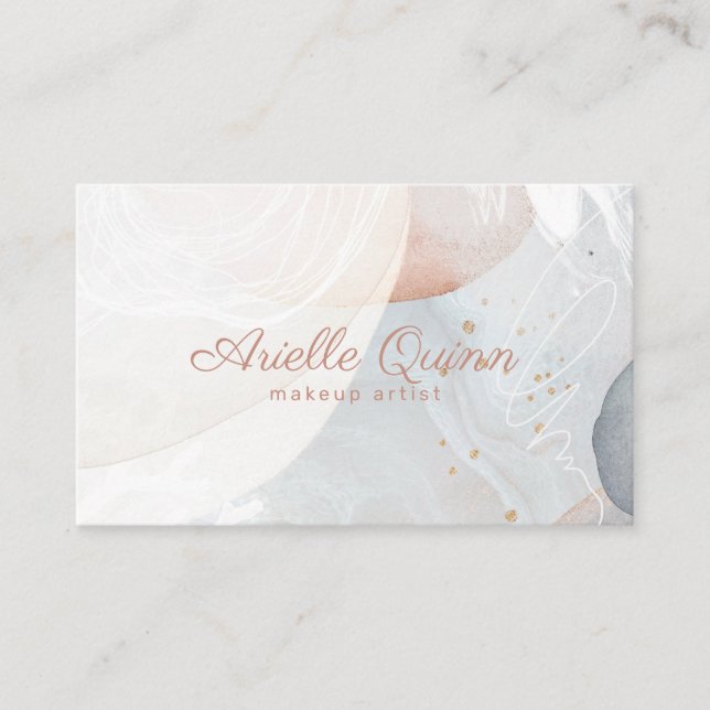 Abstract Earthy Modern Watercolor Shapes Textures Business Card (Front)