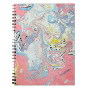 Abstract Ebru Water Marbling Pastel Heart Shaped Notebook