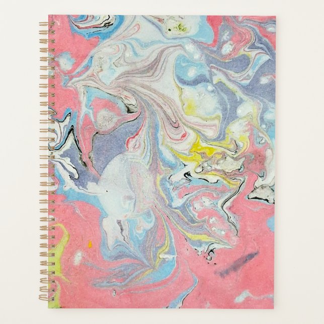 Abstract Ebru Water Marbling Pastel Planner (Front)