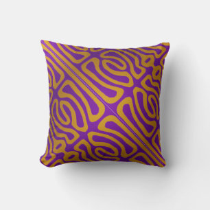 Abstract eggplant purple and yellow pattern cushion