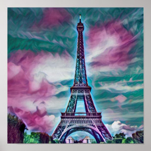 Abstract Eiffel Tower Poster