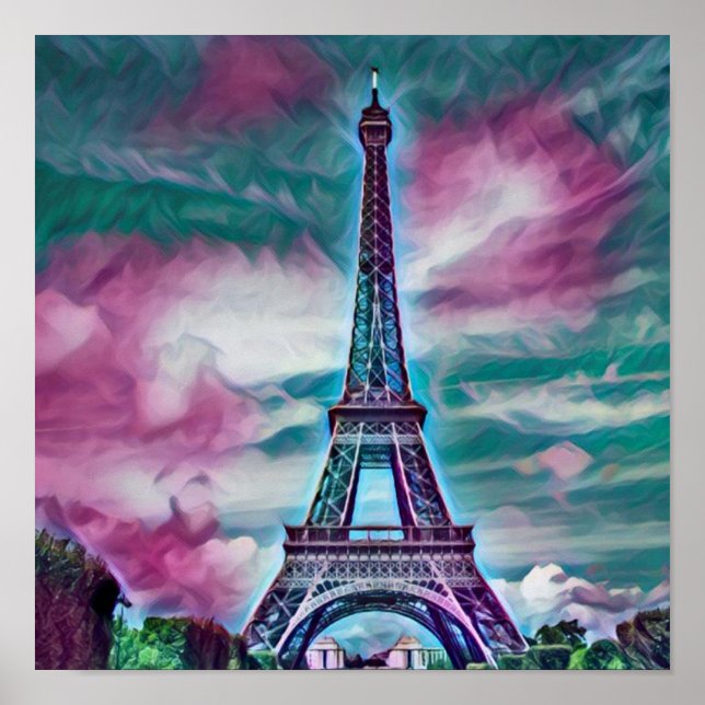 Abstract Eiffel Tower Poster (Front)