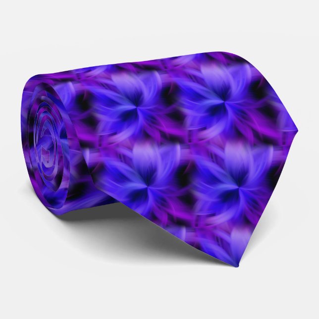 Abstract Electric Blue And Purple Design   Tie (Rolled)