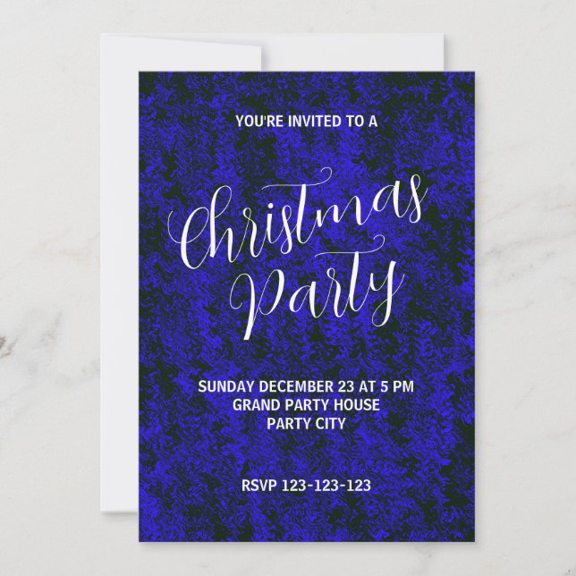 Abstract Electric Blue Christmas Party Holiday  Invitation (Front)