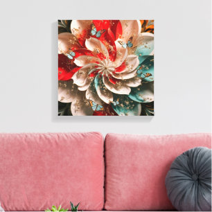 Abstract Elegance: Enigmatic Woman in Poppy Hues  Canvas Print