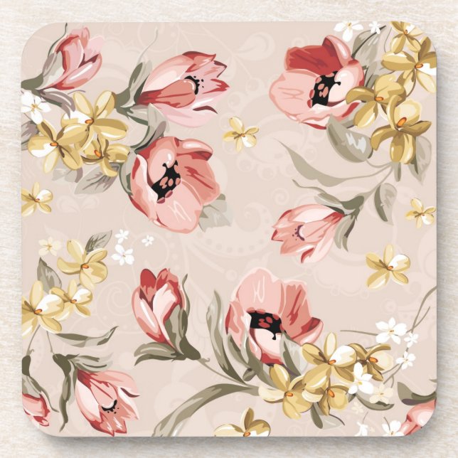 Abstract Elegance floral pattern 3 Coaster (Front)