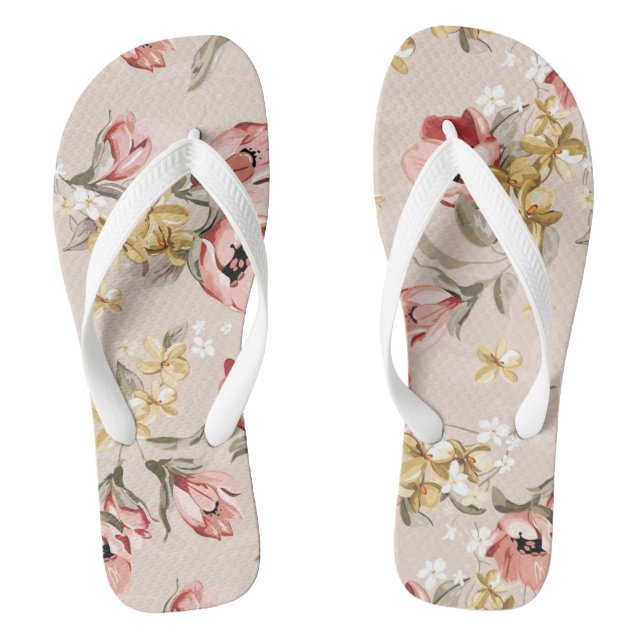 Abstract Elegance floral pattern 3 Flip Flops (Footbed)