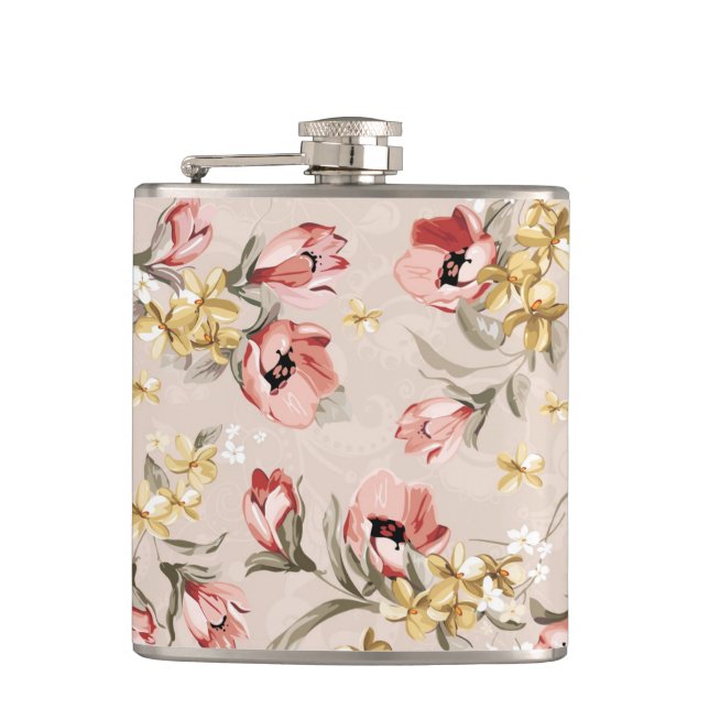 Abstract Elegance floral pattern 3 Hip Flask (Front)