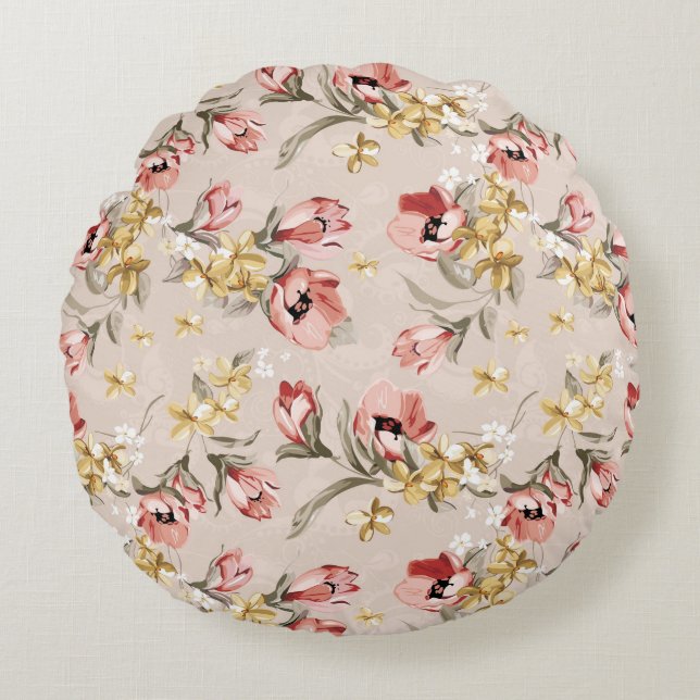 Abstract Elegance floral pattern 3 Round Cushion (Front)