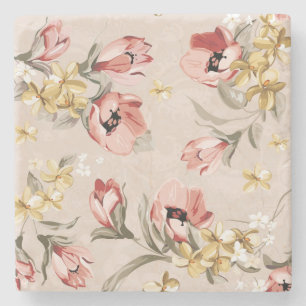 Abstract Elegance floral pattern 3 Stone Coaster