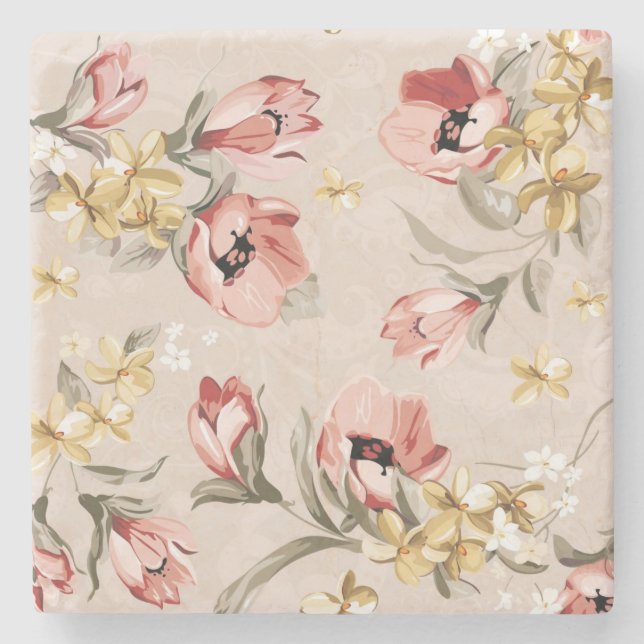 Abstract Elegance floral pattern 3 Stone Coaster (Front)