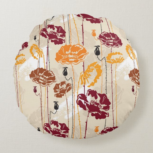 Abstract Elegance floral pattern 4 Round Cushion (Front)