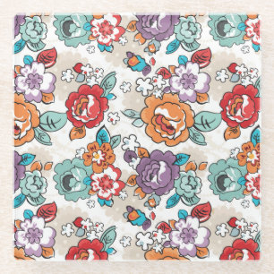 Abstract Elegance floral pattern 5 Glass Coaster
