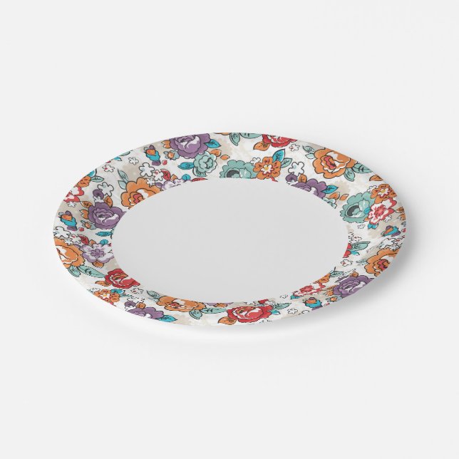 Abstract Elegance floral pattern 5 Paper Plate (Angled)