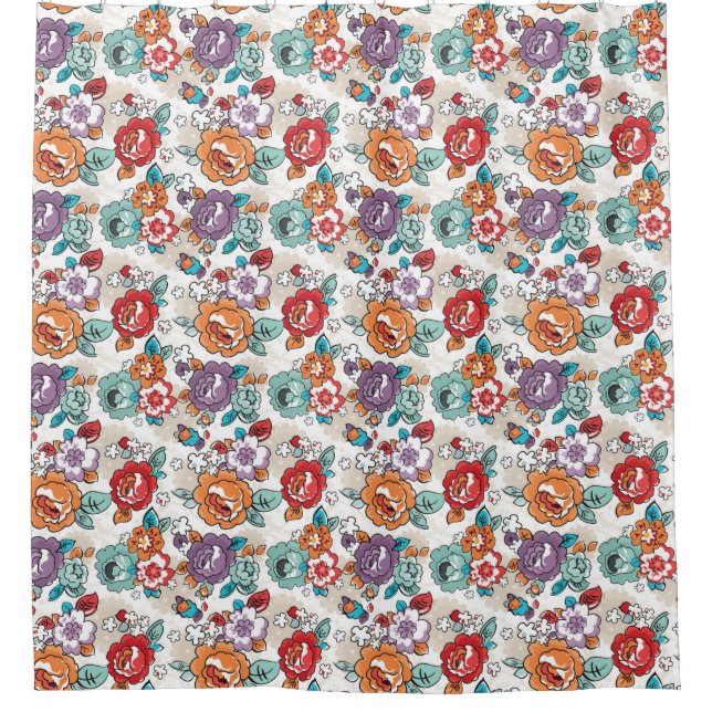 Abstract Elegance floral pattern 5 Shower Curtain (Front)