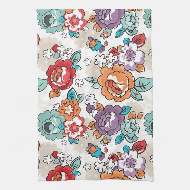 Abstract Elegance floral pattern 5 Tea Towel (Vertical)