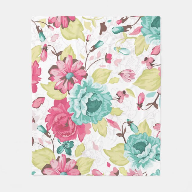 Abstract Elegance Seamless pattern with floral bac Fleece Blanket (Front)