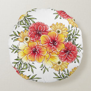 Abstract elegance seamless pattern with floral bac round cushion