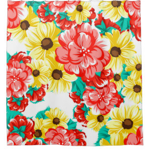 Abstract elegance seamless pattern with floral bac shower curtain