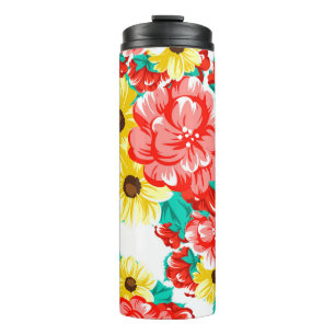 Abstract elegance seamless pattern with floral bac thermal tumbler