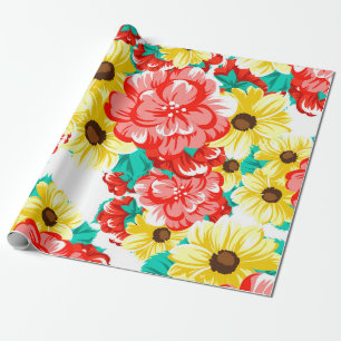 Abstract elegance seamless pattern with floral bac wrapping paper