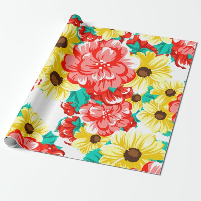 Abstract elegance seamless pattern with floral bac wrapping paper (Unrolled)