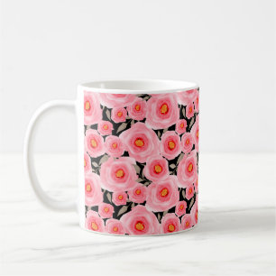 Abstract elegance seamless pattern with pink flowe coffee mug
