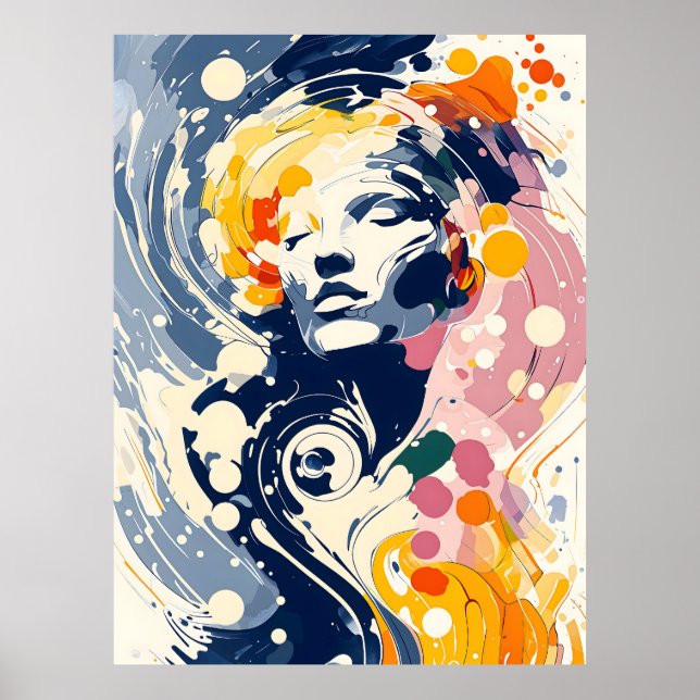 Abstract Elegance – Swirling Colours & Emotion Poster (Front)