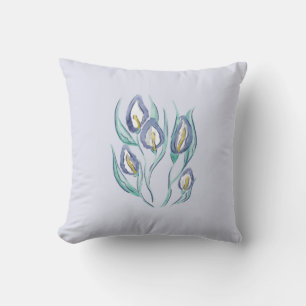 Abstract Elegance: Watercolor Purple Calla Lilies Cushion