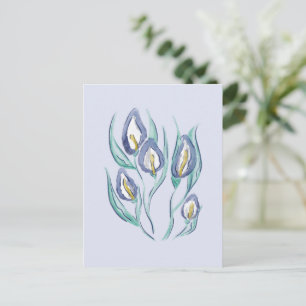 Abstract Elegance: Watercolor Purple Calla Lilies Holiday Postcard