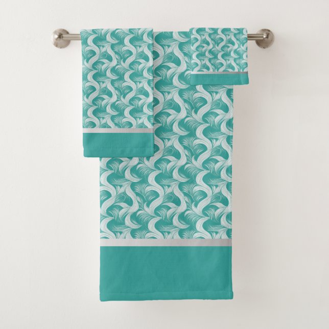 Abstract Elegant Aqua Towel Set (Insitu)