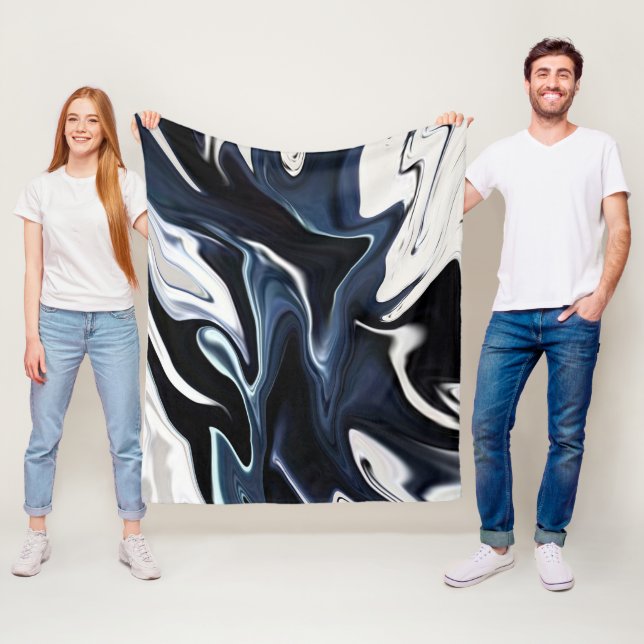 Abstract elegant fluid liquid marble flow texture fleece blanket (In Situ)