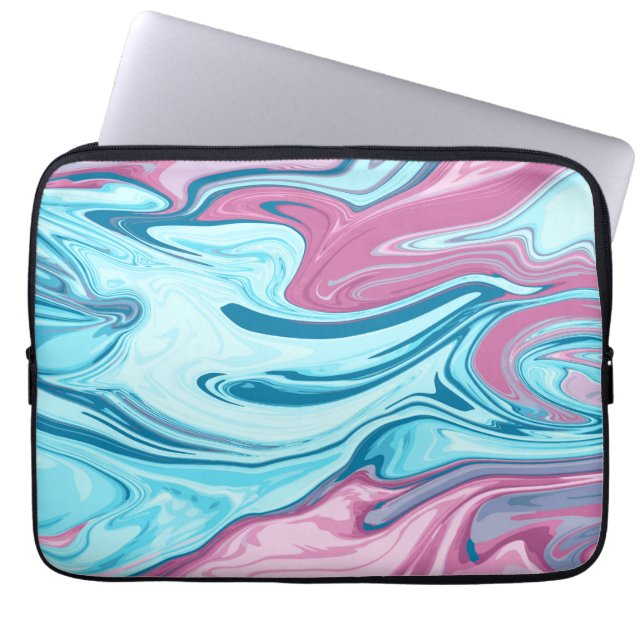 Abstract elegant fluid liquid marble flow texture laptop sleeve (Front)