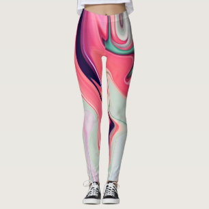 Abstract elegant fluid liquid marble flow texture leggings