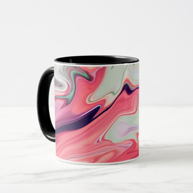 Abstract elegant fluid liquid marble flow texture mug (Front Left)