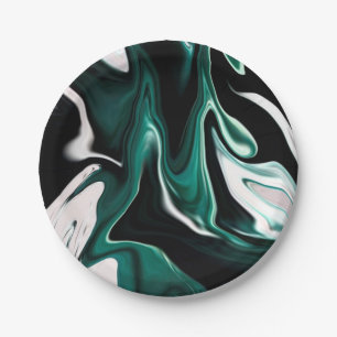 Abstract elegant fluid liquid marble flow texture paper plate