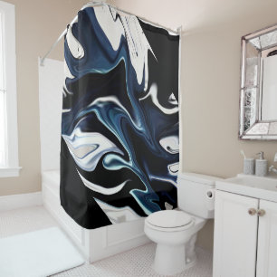 Abstract elegant fluid liquid marble flow texture shower curtain