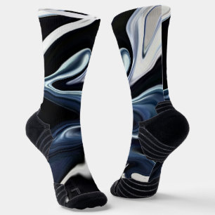 Abstract elegant fluid liquid marble flow texture socks