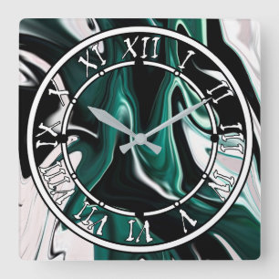 Abstract elegant fluid liquid marble flow texture square wall clock