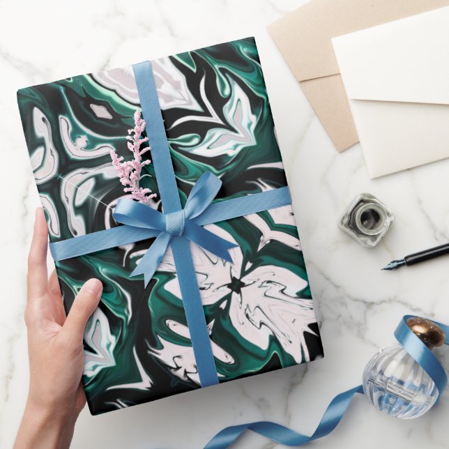 Abstract elegant fluid liquid marble flow texture  wrapping paper (Gifting)