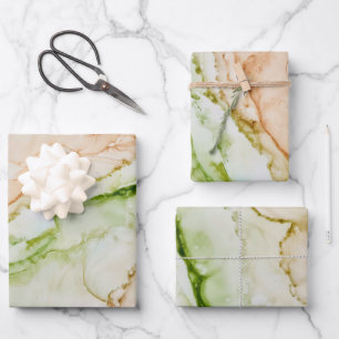 Abstract Elegant Jade Green Blush Peach Wrapping Paper Sheet