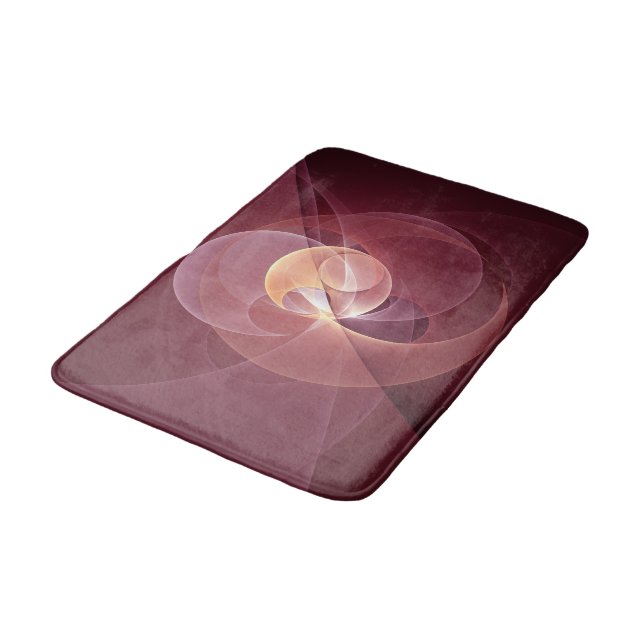 Abstract Elegant Modern Wine Red Fractal Art Bath Mat (Angled)