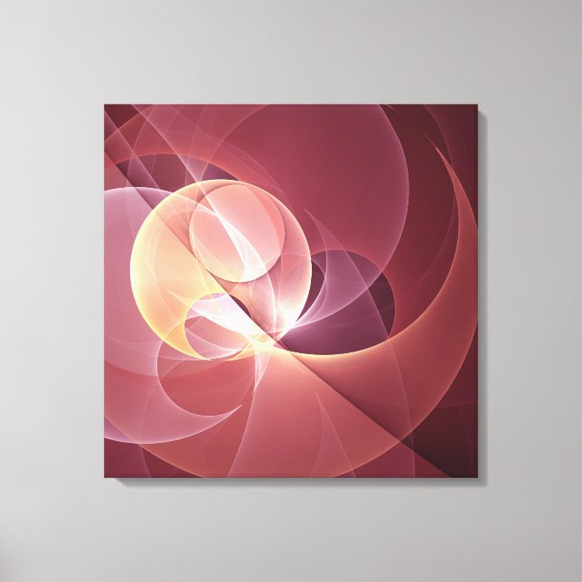 Abstract Elegant Modern Wine Red Fractal Art Canvas Print (Front)